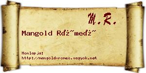 Mangold Rómeó névjegykártya